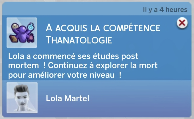 La compétence Thanatologie des Sims 4