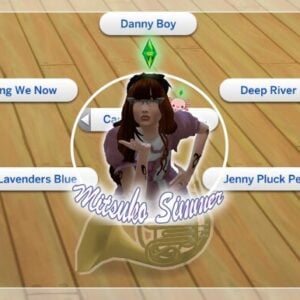 Personnage du Sims 4 chantant, options de chansons.