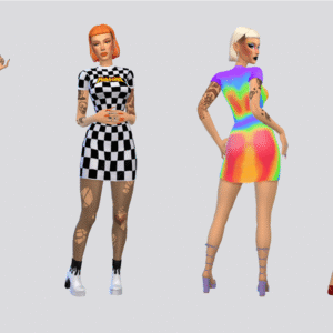 Four female Sims dressed in different gowns.