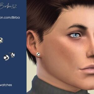 Sims wearing silver earrings.