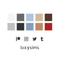 Luxysims color palette and social networks