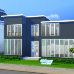 Bâtiment moderne dans le jeu Les Sims 4.