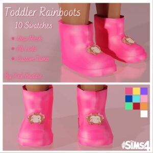 Bottes de pluie enfantines pour Sims 4 en rose.