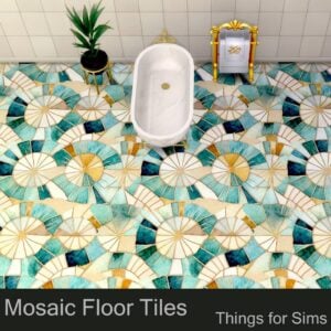 Carrelage mosaïque coloré pour salle de bain Sims 4.