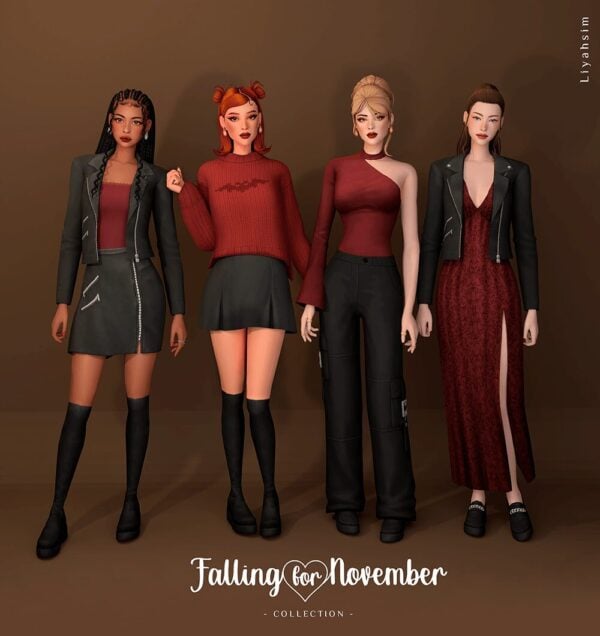 Collection automne pour Sims 4, mode et style.