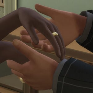 Mariage dans Les Sims 4, échange d'anneaux.