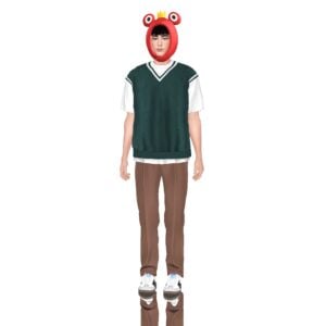 Personnage Sims 4 avec un chapeau original.