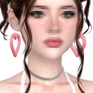 Sim avec boucles d'oreilles cœur, jeu Sims 4.