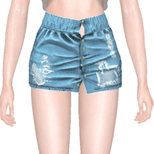 Personnage Sims 4 portant un short en jean bleu.