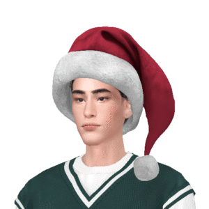 Personnage Sims 4 avec chapeau de Noël.