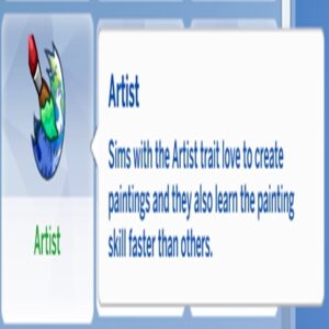 Trait artistique des Sims 4, améliore peinture.