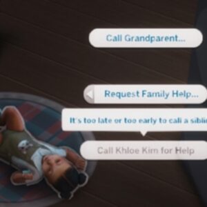 Menu d'aide familiale dans Les Sims 4.