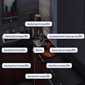 Sélection de thés dans Sims 4 pour humeur idéale.