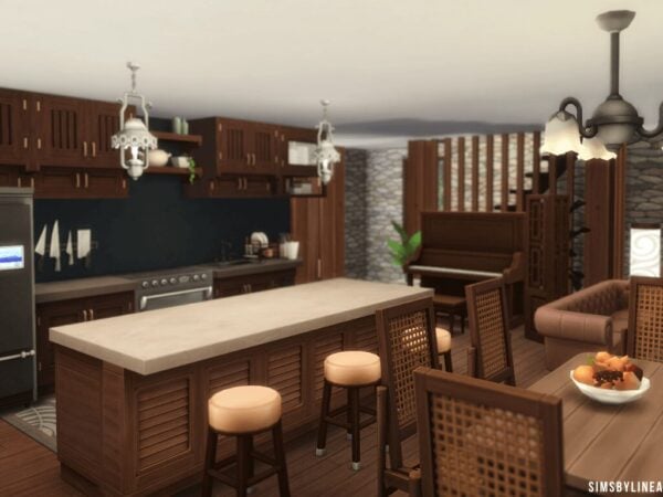 Cuisine moderne dans Sims 4, style contemporain.