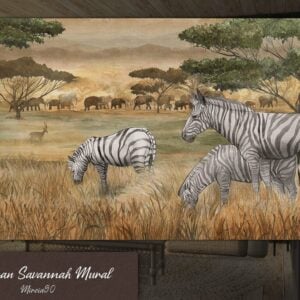 Peinture savane africaine Sims 4 avec zèbres.