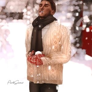 Personnage de Sims 4 jouant dans la neige.