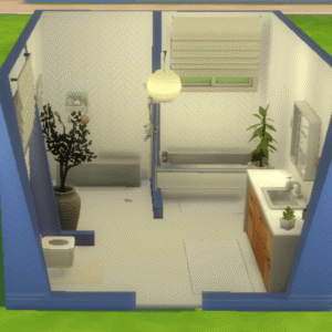 Salle de bain moderne dans Les Sims 4.