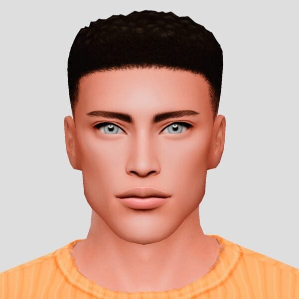 Personnage masculin Sims 4 en vêtement orange.