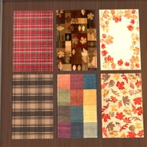 Tapis colorés d'automne dans Les Sims 4.