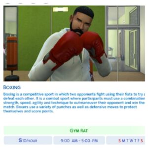 Boxing career par Kiarasims4mods traduction en portugais