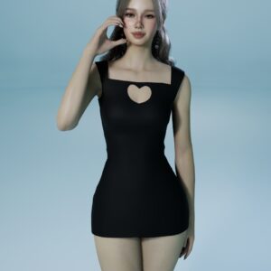 Robe découpée en cœur noir (pour les petites poitrines)
