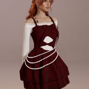 Enai_Robe en velours rouge
