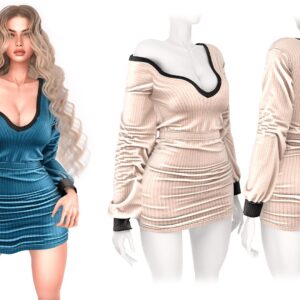 Robe moulante à volants contrastés S289