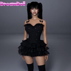 Robe en dentelle froissée | Noir