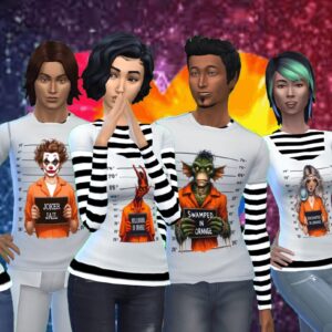Tee-shirt superposé de prisonnier d'Halloween, Femme et Homme adulte