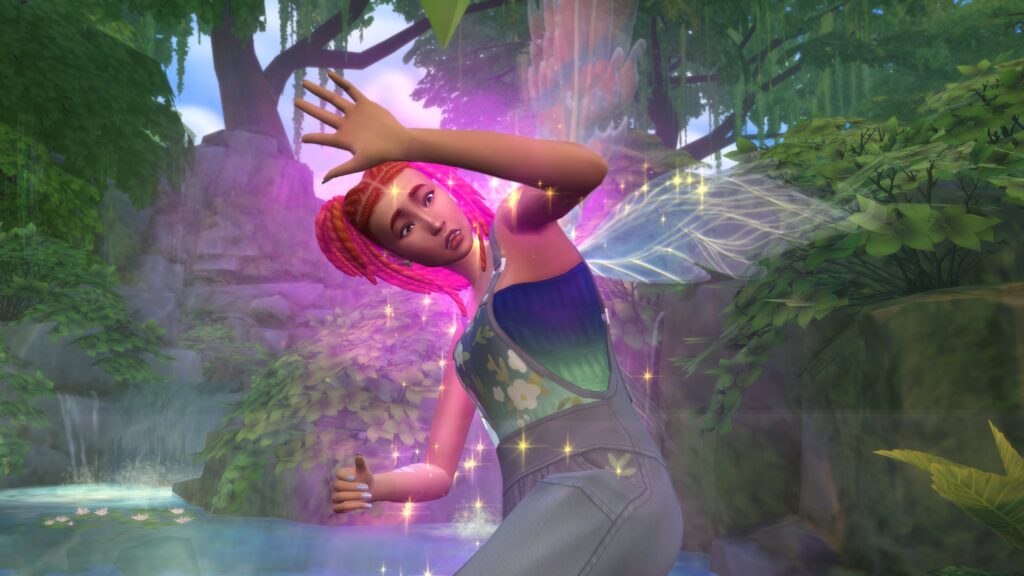 Un Sims avec des ailes se transforme en fée