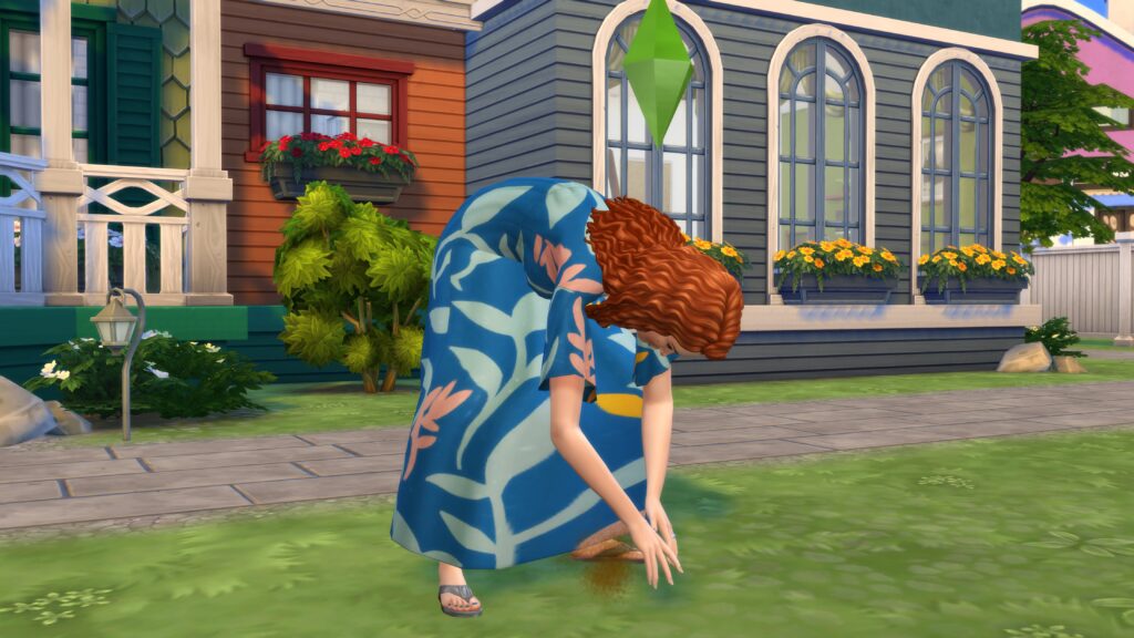 Sims qui fouille le sol