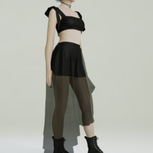 Jupe en maille asymétrique superposée noire