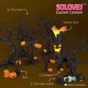 Ensemble d'arbre d'Halloween et de citrouilles + arche