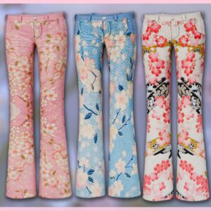 Jeans à motifs floraux