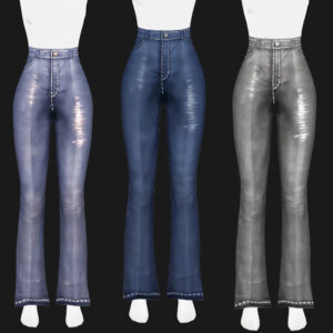 Jeans en denim taille haute jambe large