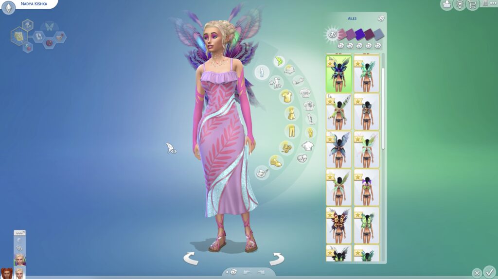 Edition des ailes d'une fée Sims dans le Mode Créer Un Sims