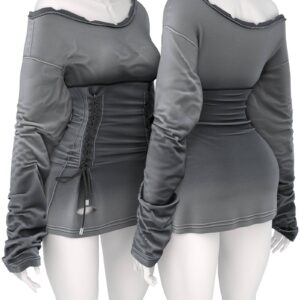 Robe mini à lacets en dentelle et à motifs grunge S297