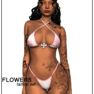 Ensemble de tatouages de fleurs
