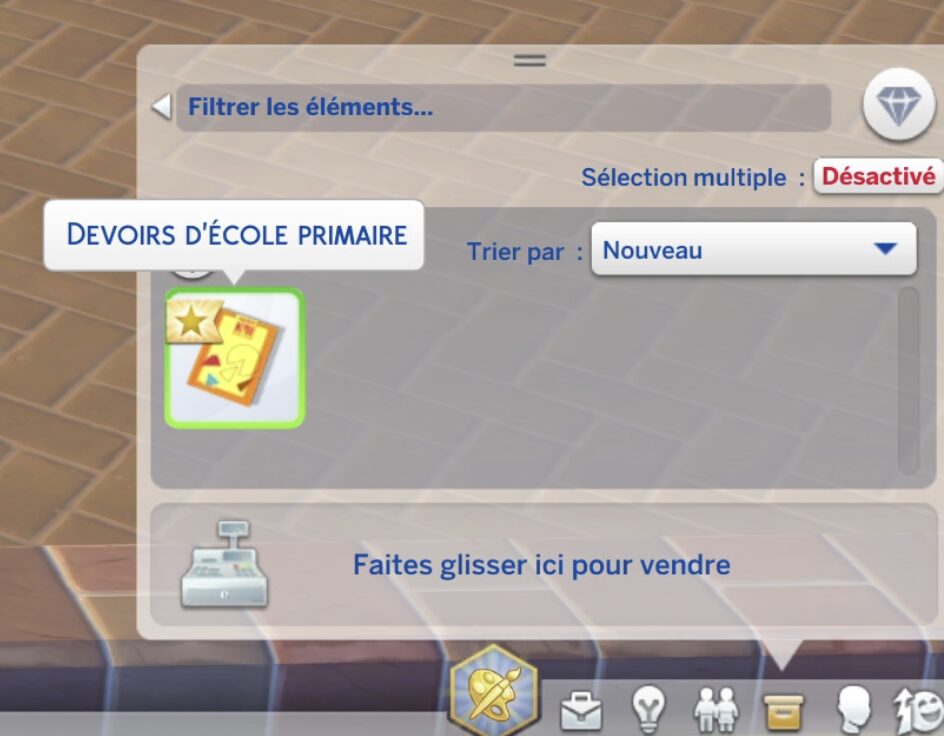 Carnet à devoirs d'école primaire dans Les Sims 4