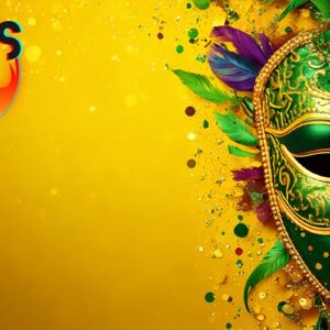 Écran de chargement - Masque de Mardi Gras jaune