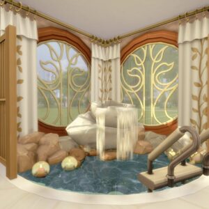 Maison asiatique avec cascade