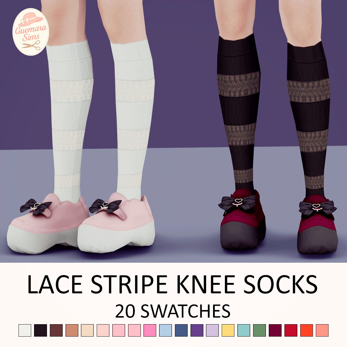 Chaussettes à rayures en dentelle pour les genoux