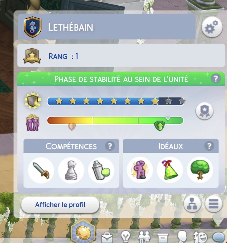 Fenêtre avec les détails d'une dynastie Sims 4