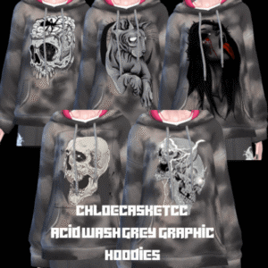 Pulls à capuche graphiques gris lavage acide