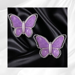 Boucles d'oreilles perles papillon violettes