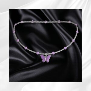 Collier papillon argenté v2