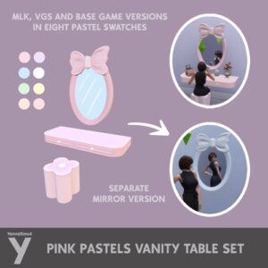 Coiffeuse et miroir en pastel rose