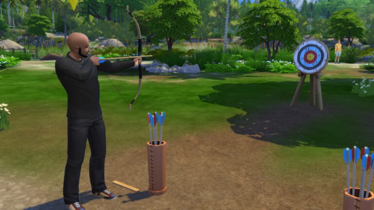 La compétence Tir à l'arc des Sims 4 À l'Aventure