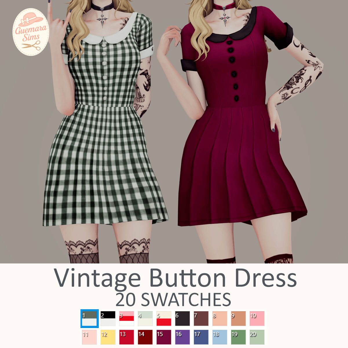 Robe à boutons vintage