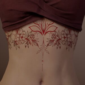 Fleur éternelle ✦ Tattoo à l'encre rouge